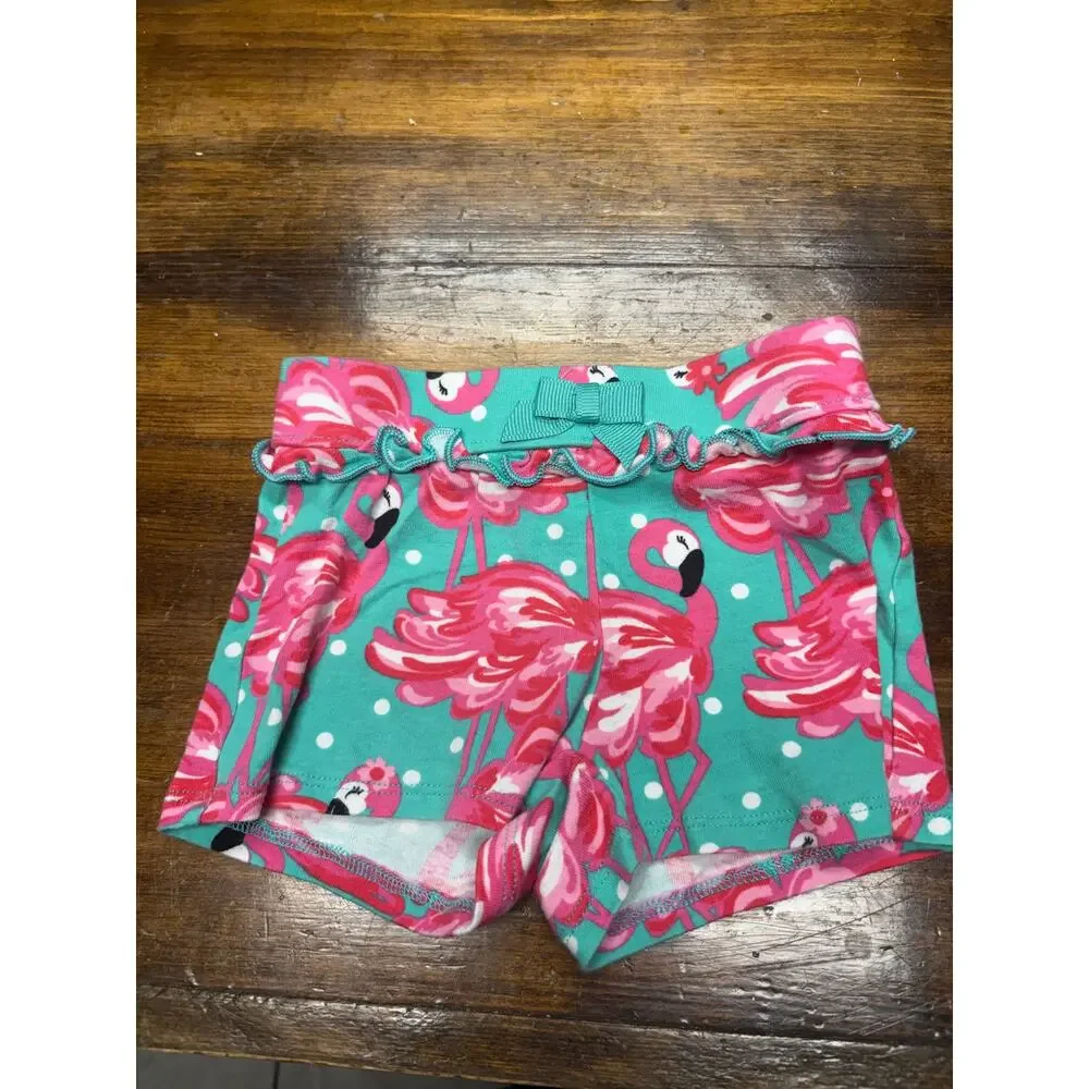 Gymboree‎ Teal And Pink Bow Flamingo Print Shorts Size 3T